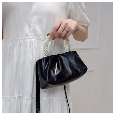 Fashion Pearl Handle Shoulder Small Square Bag